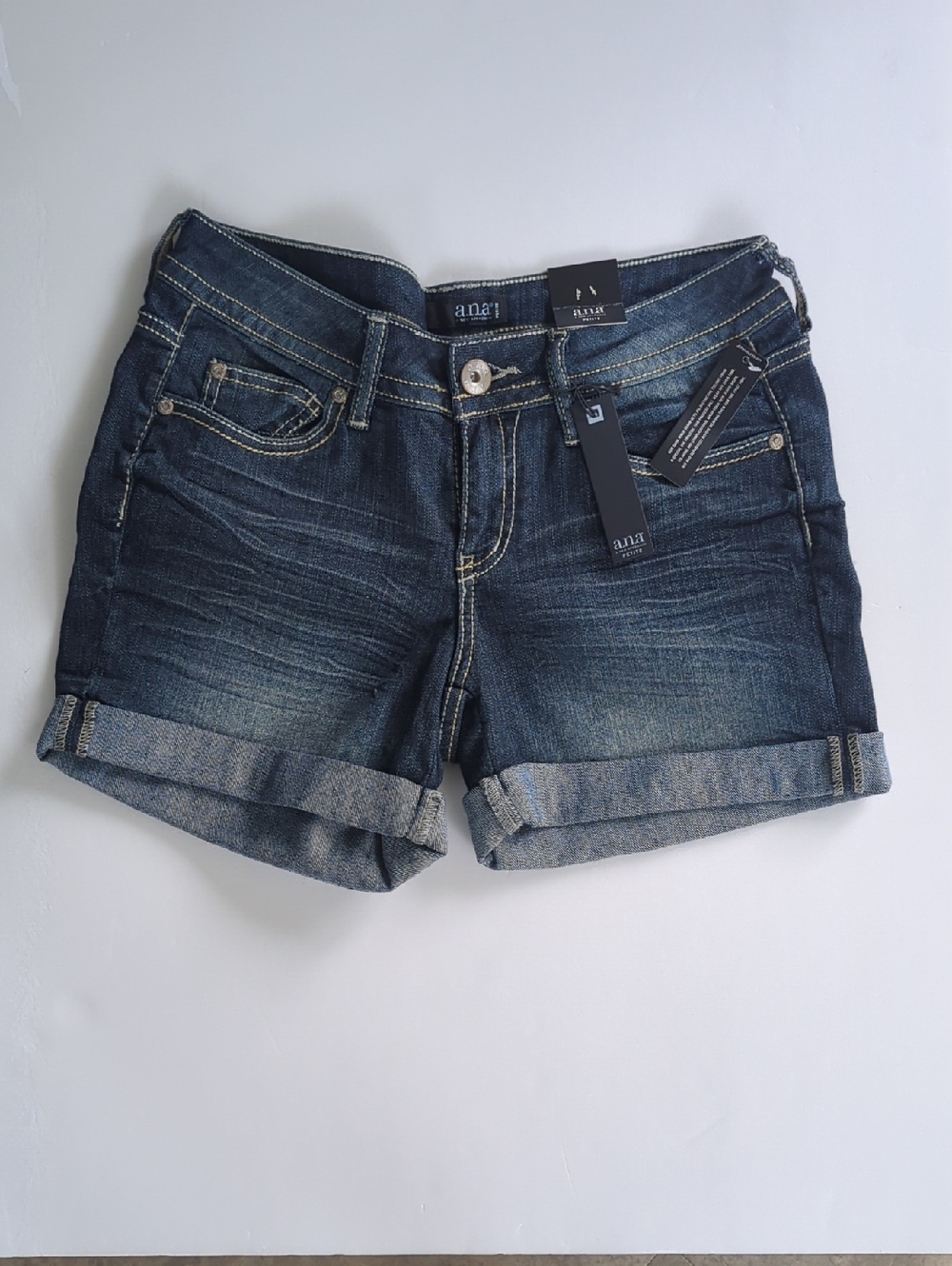 a.n.a Dark Blue Denim Rolled Cuff Women's Shorts